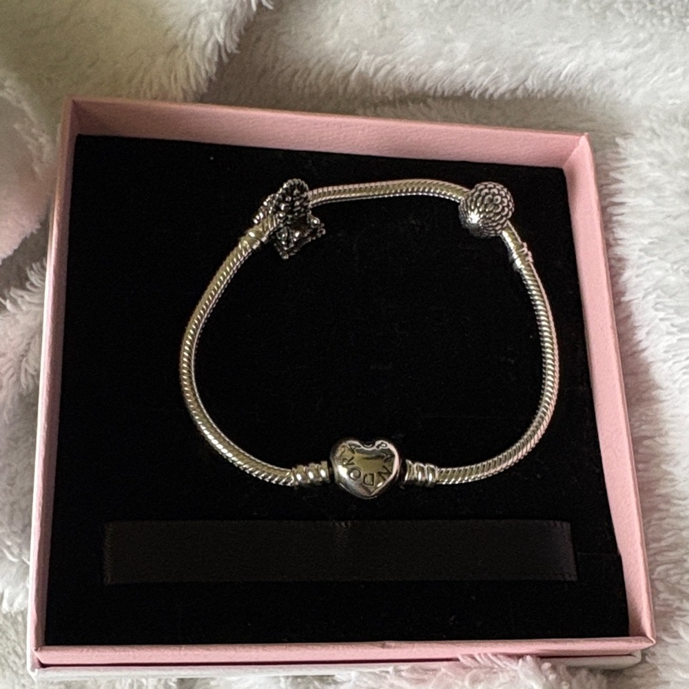 Pandora Silver Heart Charm Bracelet